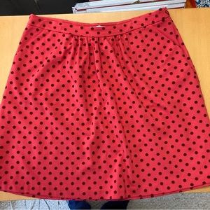 Boden skirt, red with raised red velvet dots, size 16 US. Unlined.